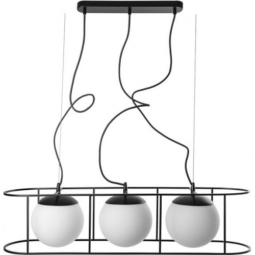 Lampa wisząca nad stół. Lampa wisząca szklane kule loft Kuglo 91 biało-czarna Ummo 