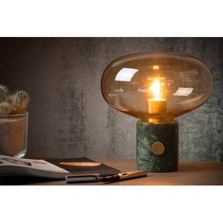 Designerska Lampa stołowa szklana Charlize Bursztynowy/Zielony Lucide do sypialni.