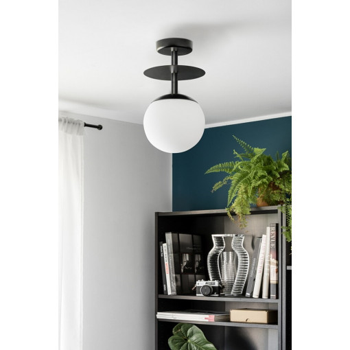 Plaat B black glass ball semi flush ceiling light Ummo