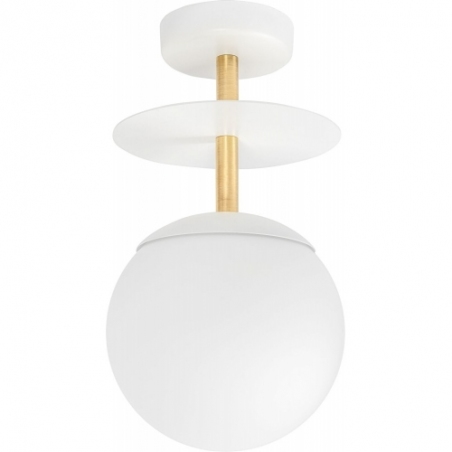 Plaat B white&amp;brass glass ball semi flush ceiling light Ummo