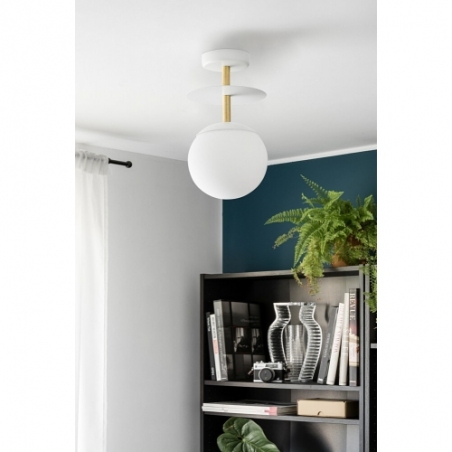 Plaat B white&amp;brass glass ball semi flush ceiling light Ummo