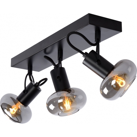 Madee III black glass ceiling spotlight with 3 lights Lucide