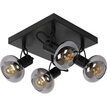 Madee IV black glass ceiling spotlight with 4 lights Lucide