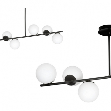 Bior VI white&amp;black glass balls semi flush ceiling light Emibig