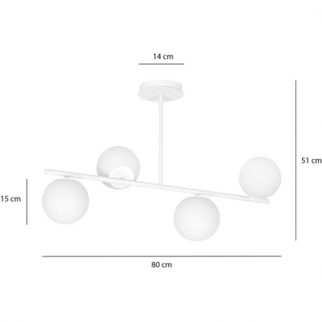 Bior IV white glass balls semi flush ceiling light Emibig