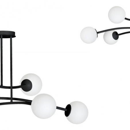 Halldor VI white&amp;black glass balls semi flush ceiling light Emibig