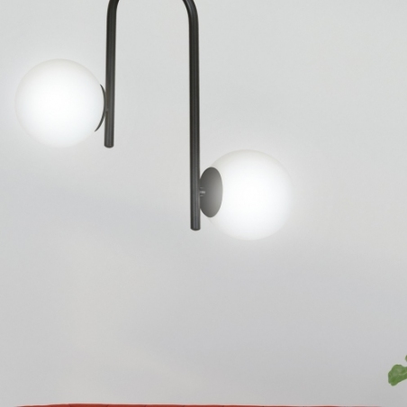 Stylowa Lampa sufitowa kule szklane Kalf II biało-czarna Emibig do sypialni i kuchni