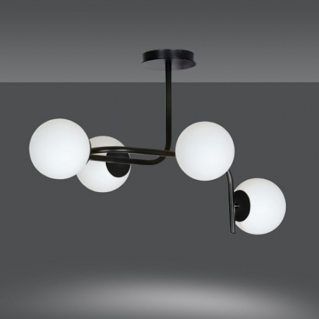 Kalf 72 white&amp;black glass balls semi flush ceiling light Emibig