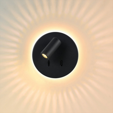 Bentjer Led black wall lamp with switch Lucide