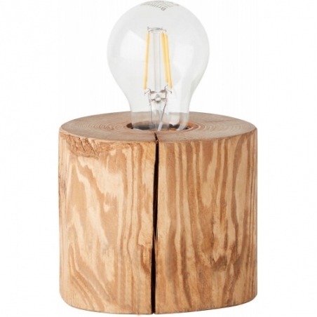 Stylowa Lampa stołowa drewniana Trabo sosna Brilliant na komodę i szafkę nocną