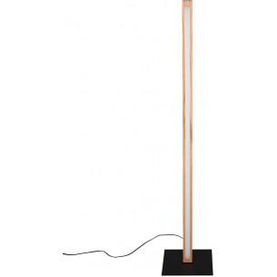 Stylowa Lampa podłogowa drewniana ściemniana Bellari LED Trio do salonu i czytania