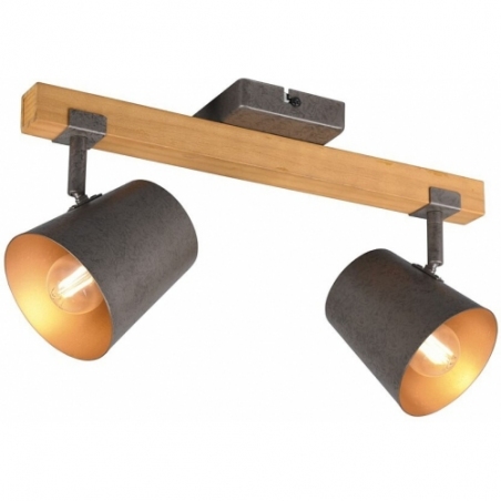 Funkcjonalny Reflektor sufitowy industrialny Bell II nikiel antyczny/drewno Trio do kuchni i przedpokoju