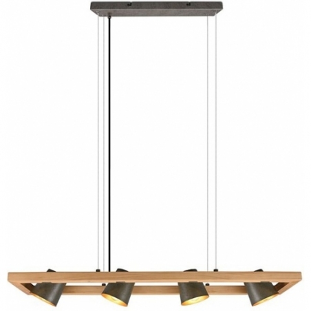 Stylowa Lampa wisząca industrialna Bell 100 nikiel antyczny/drewno Trio do salonu, jadalni i kuchni