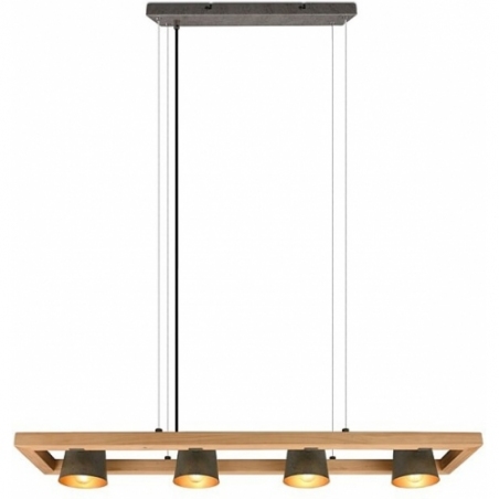 Stylowa Lampa wisząca industrialna Bell 100 nikiel antyczny/drewno Trio do salonu, jadalni i kuchni
