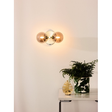 Tycho brass glass double wall lamp Lucide