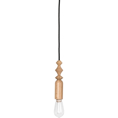 Skandynawska Lampa drewniana wisząca z czarnym przewodem Loft Tammi Kolorowe kable do sypialni i kuchni
