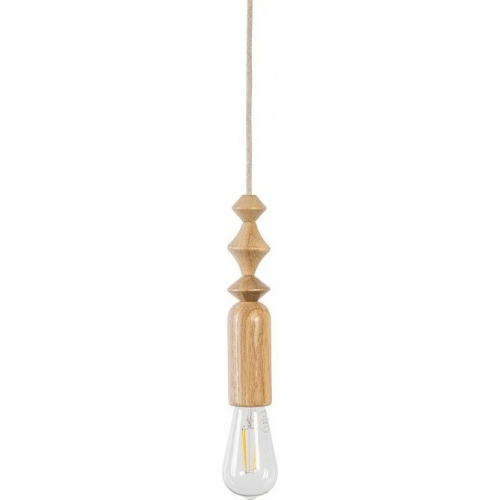 Skandynawska Lampa drewniana wisząca z lnianym przewodem Loft Tammi Kolorowe kable do sypialni i kuchni