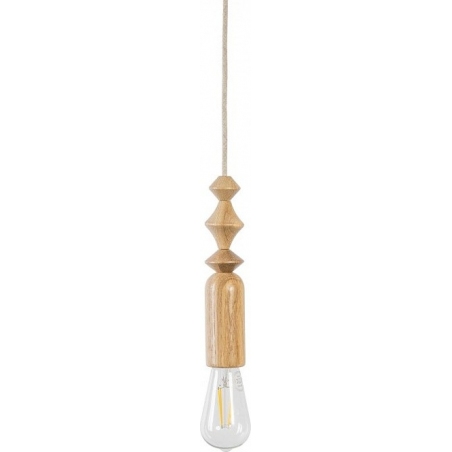 Skandynawska Lampa drewniana wisząca z lnianym przewodem Loft Tammi Kolorowe kable do sypialni i kuchni