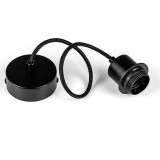 Lampa wisząca żarówka na kablu Loft Metal Ring czarna Kolorowe kable do kuchni i sypialni