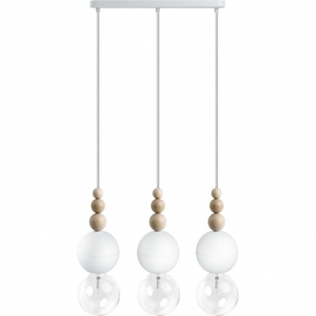 Loft Bala III wood&amp;white scandinavian pendant lamp Kolorowe kable