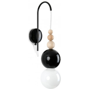 Loft Bala black gloss&amp;white pearl scandinavian hanging wall lamp Kolorowe kable