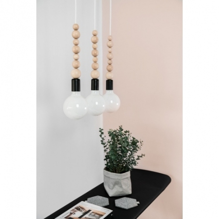 Lampa skandynawska wisząca żarówka Loft Sfarer czarny/biała perła Kolorowe kable do sypialni i kuchni
