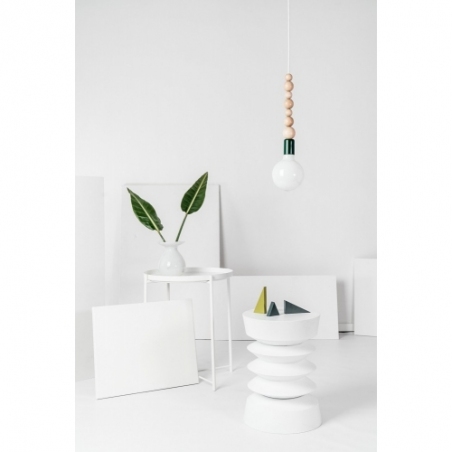 Lampa drewniana wisząca żarówka Loft Sfarer ciemnozielony/biały bez Kolorowe kable do sypialni i kuchni
