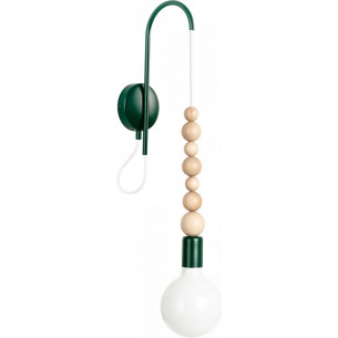 Loft Sfarer dark green&amp;elderberry wooden hanging wall lamp Kolorowe kable