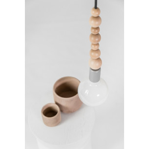 Loft Sfarer light grey&basalt dust "bulb" wooden pendant lamp Kolorowe Kable 2