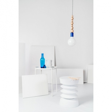 Lampa drewniana wisząca żarówka Loft Sfarer ciemnoniebieski/srebrzysta skała Kolorowe kable do sypialni i kuchni