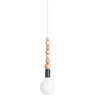 Loft Sfarer dark grey&white pearl "bulb" wooden pendant lamp Kolorowe Kable