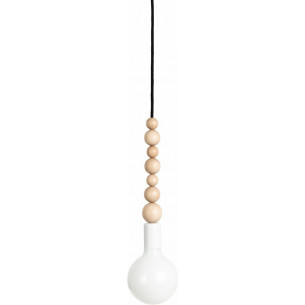 Loft Sfarer white&amp;carbon "bulb" wooden pendant lamp Kolorowe kable