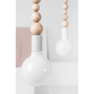 Loft Sfarer white&amp;carbon "bulb" wooden pendant lamp Kolorowe kable 2