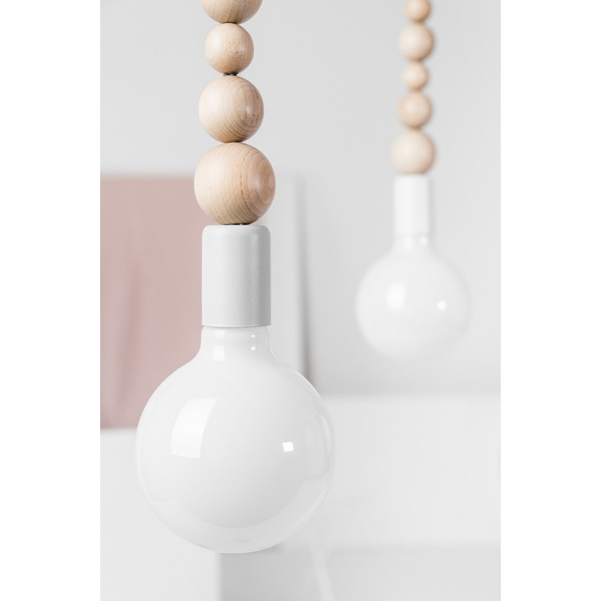 Loft Sfarer white&amp;carbon "bulb" wooden pendant lamp Kolorowe kable