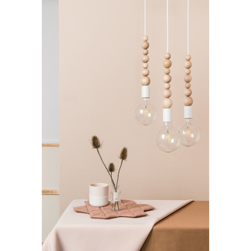 Loft Sfarer white&amp;carbon "bulb" wooden pendant lamp Kolorowe kable