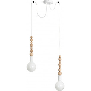 Loft Sfarer II white&amp;white pearl "spider" wooden pendant lamp Kolorowe kable