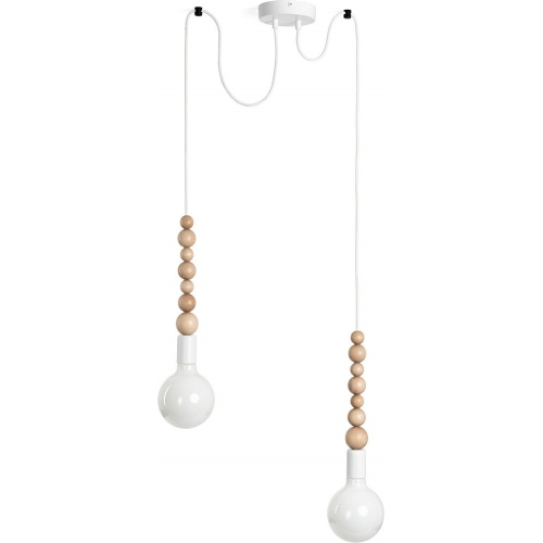 Loft Sfarer II white&amp;white pearl "spider" wooden pendant lamp Kolorowe kable