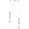 Lampa drewniana wisząca "pająk" Loft Sfarer II biały/biała perła Kolorowe kable do salonu