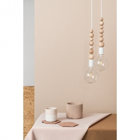 Loft Sfarer II white&amp;white pearl "spider" wooden pendant lamp Kolorowe kable