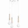 Lampa drewniana wisząca "pająk" Loft Sfarer III biały/biała perła Kolorowe kable do salonu