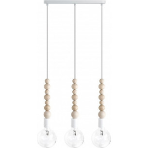 Loft Sfarer III white&amp;white pearl wooden pendant lamp Kolorowe kable