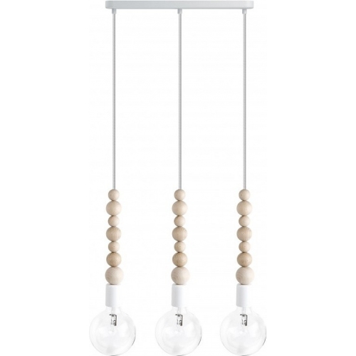 Loft Sfarer III white&amp;white pearl wooden pendant lamp Kolorowe kable