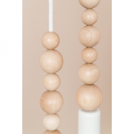 Loft Sfarer III white&amp;white pearl wooden pendant lamp Kolorowe kable