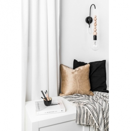 Kinkiet drewniany wiszący Loft Sfarer czarny/biała perła Kolorowe kable do sypialni i salonu