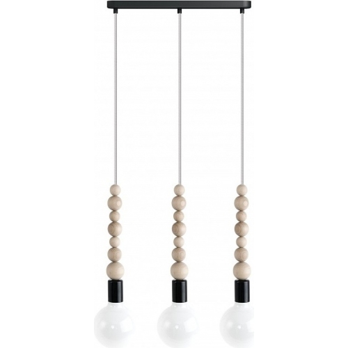 Loft Sfarer III black&amp;carbon wooden pendant lamp Kolorowe kable
