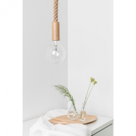 Lampa marynistyczna wisząca żarówka na sznurze Loft Ari biała Kolorowe kable do sypialni i przedpokoju