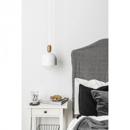 Lampa wisząca skandynawska Loft Ovoi 17 biała perła Kolorowe kable do kuchni i sypialni