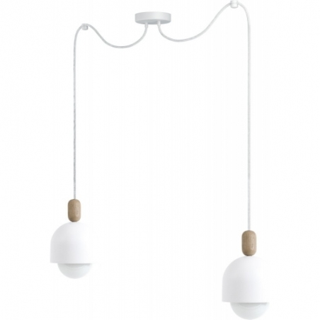 Lampa wisząca skandynawska Loft Ovoi II biały/biała perła Kolorowe kable nad stół