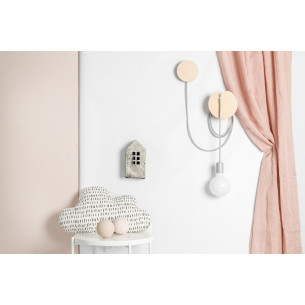 Loft Manzana grey plywood hanging wall lamp Kolorowe kable