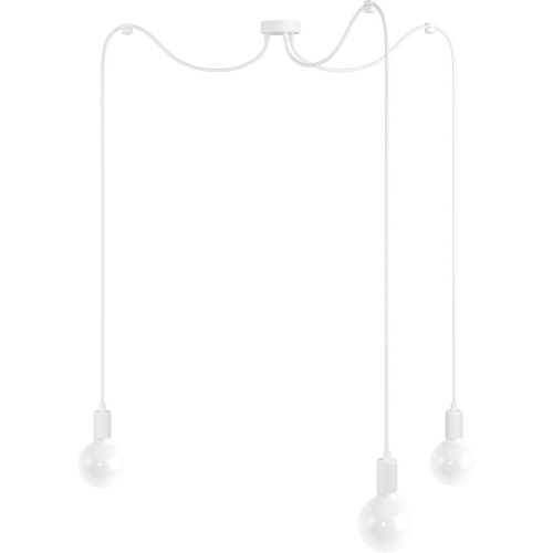 Lampa pająk 3 żarówki Loft Multi Metal Line biały/biały bez Kolorowe kable do salonu